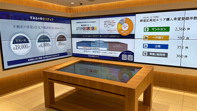 シティタワー所沢クラッシィの店頭パネル＆デジタルサイネージ